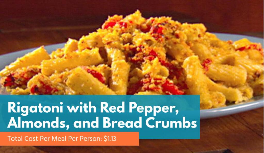 Rigatoni with Red Pepper, Almonds, and Bread Crumbs